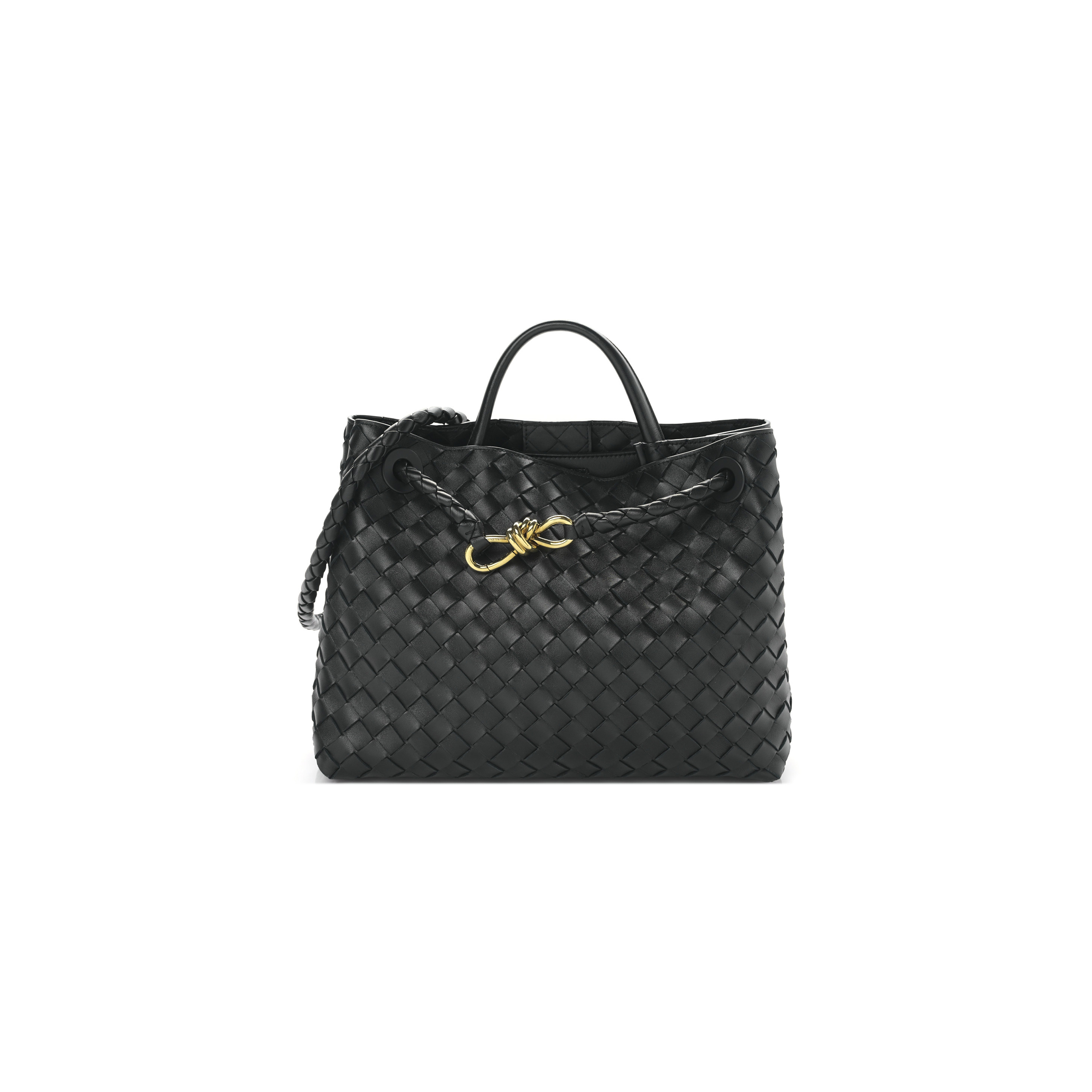 bo*te*ga Ve*ne*ta nappa intrecciato medium andiamo shoulder bag black (32*25*11cm)